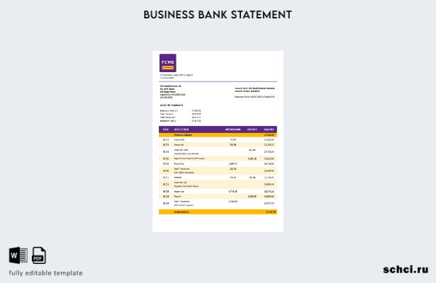 цифровая загрузка выписки по текущему счету организации FCMB Шаблон в формате Wo
